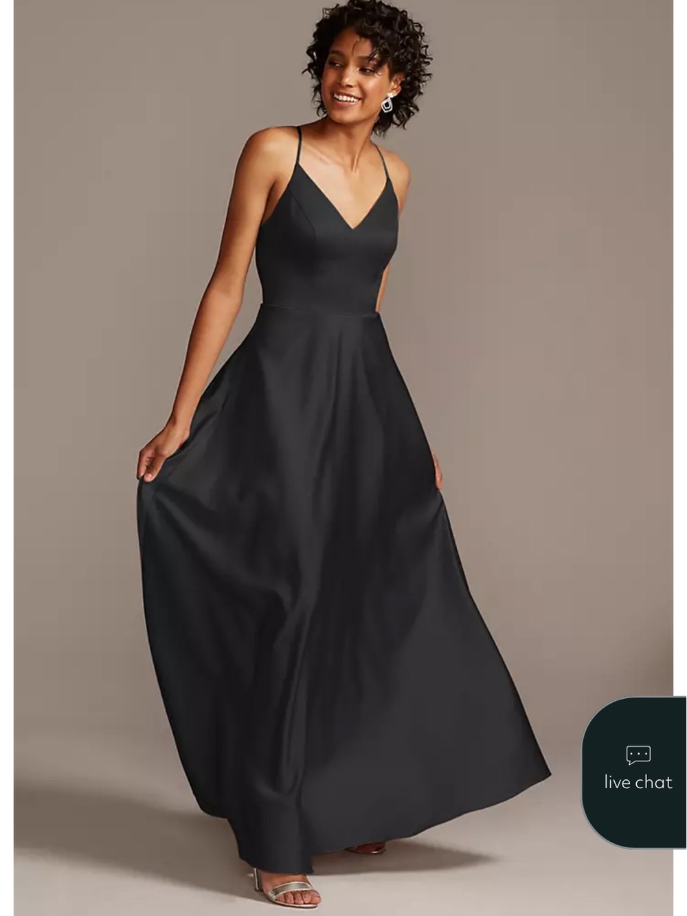 David’s Bridal Black Satin Bridesmaid Dress